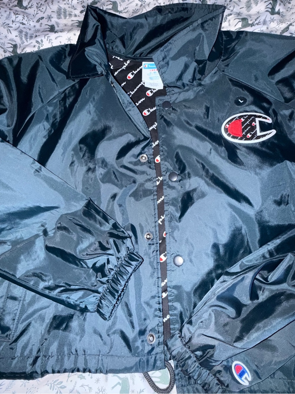 Champion Satin Jacket with Logo Lining
